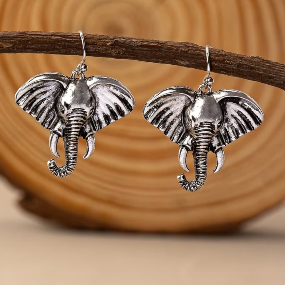 NEW Pewter or Dark Silver Tone Elephant Earrings University of Alabama Roll Tide